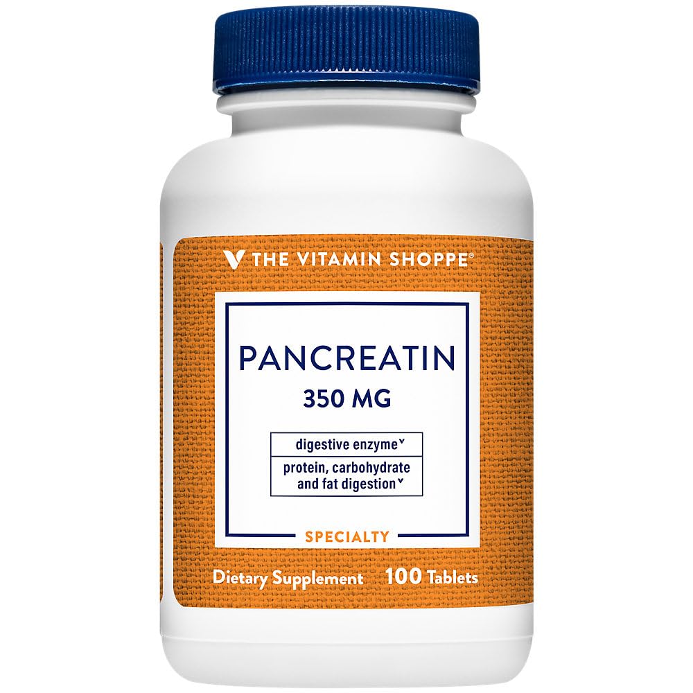Vitamin Shoppe Pancreatin 500MG, naturlig Digestive Enzyme Supplement, støtter dialyse av fett, protein, karbohydrater (100 tabletter)