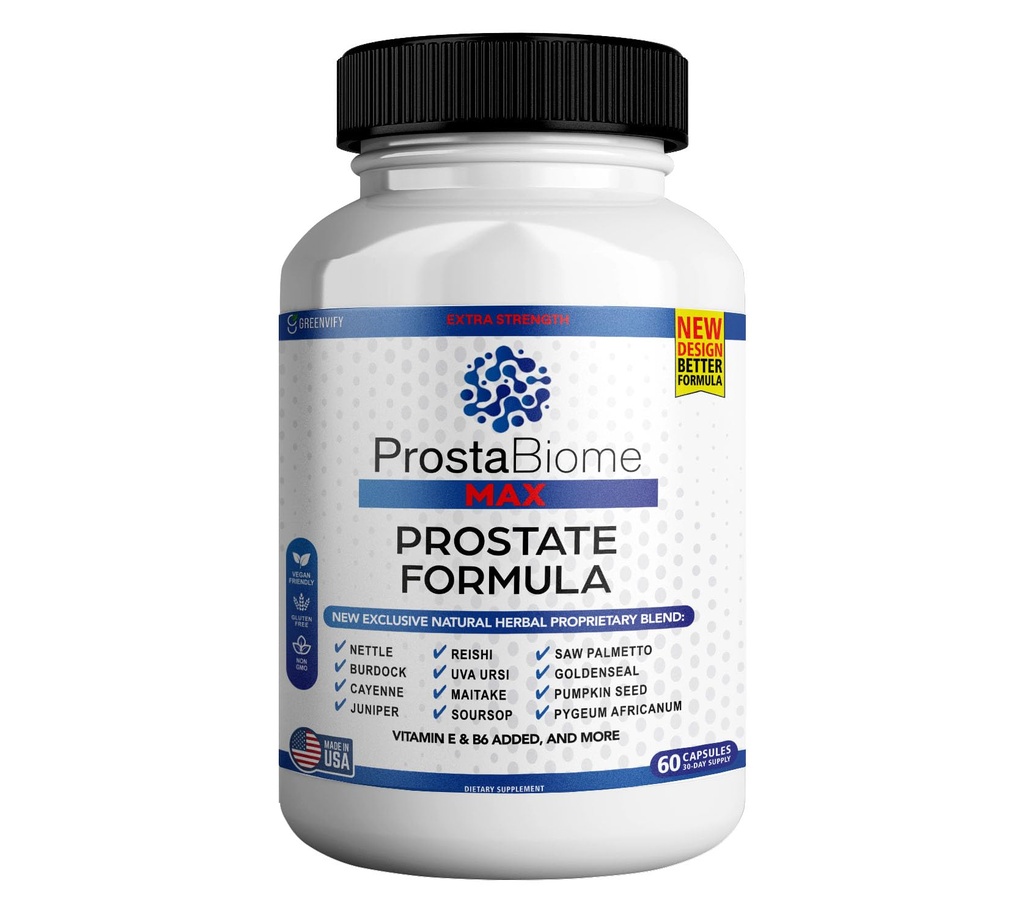 ProstaBiome Max Prostate Support Formula, Naturlig urteblanding med Sag Palmetto, 60 kapsler, 30 dagers forsyning (1)
