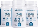 Kliniske effekter vitamin K2 + D3 - K2 + D3 Vitamin Supplement med bioperin svart pepper ekstrakt og kalsium for bein og hjerte helse støtte - 3 pakke - Maks absorpsjon - laget i USA