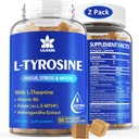 L Tyrosin Gummies 1100mg Mood Support Blend, med Ashwagandha, L-Theanine, Vitamin B Complex B6, Folat (Vitamin B9), Fokus og minne, Kognisjon og hjernefunksjon, Energiforsterkning, Stress Support, 2Pc/120ct