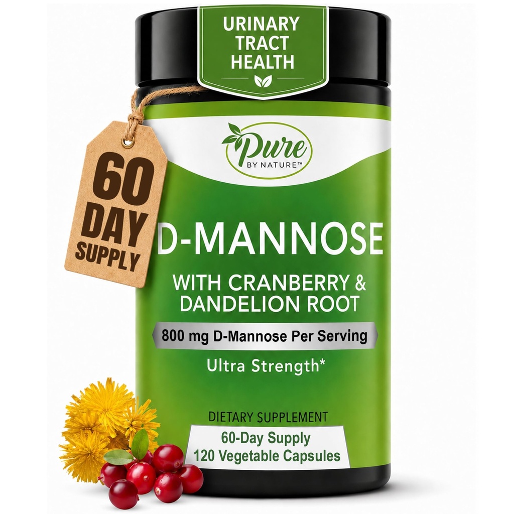 Ren av naturen D-Mannose med tranebær og Dandelion Root, 120 greve