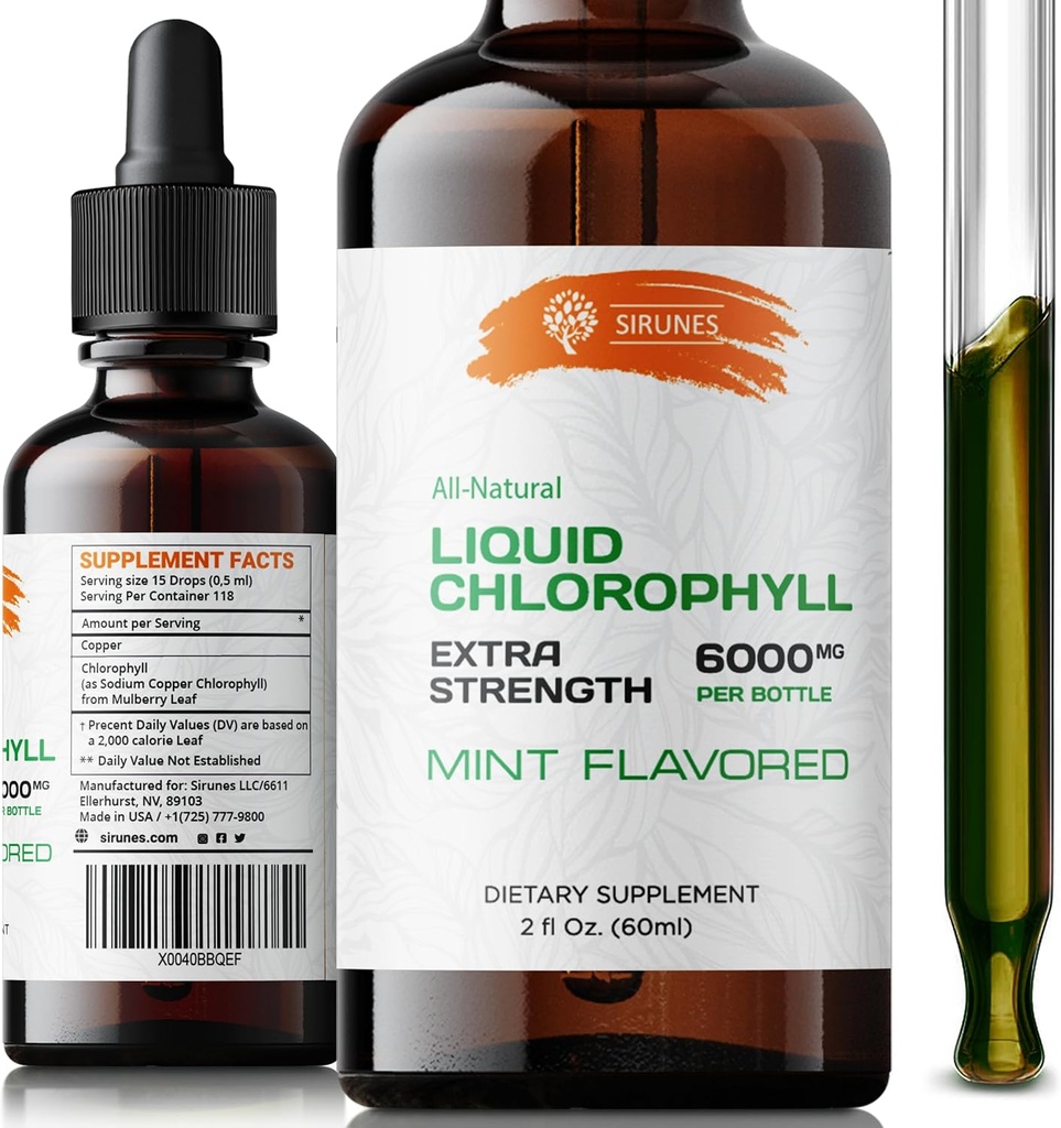 Flytende klorophylle Dråper - Naturlig natrium kobber klorofyllin ekstrakt - rengjøring og støtte ditt immunsystem og energi naturlig - Vegan, ikke-GMO Diett Grønn Tinktur - 2 fl. Oz Flaske