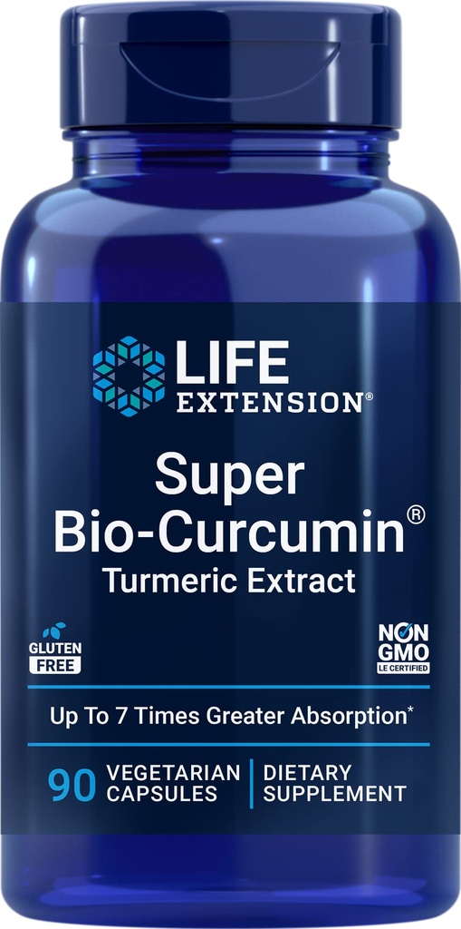 Life Extension Super Bio-Curcumin Turmeric Extract 400 mg, 90 Veg Caps - Vegetariske kapsler - Ikke-GMO - svært absorberbar