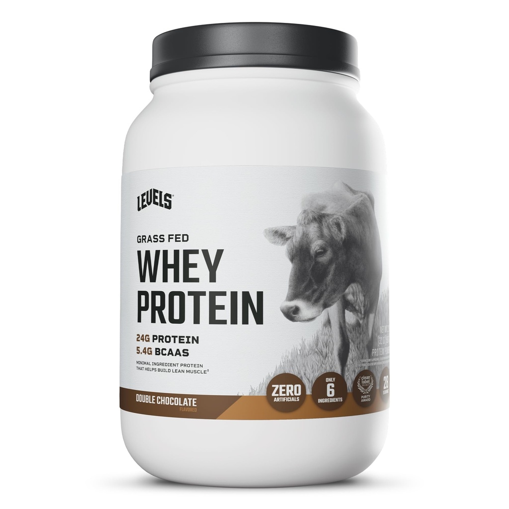Nivåer Grass Fed Whey Protein pulver, ingen kunstige stoffer, 24G protein, dobbel sjokolade, 2LB