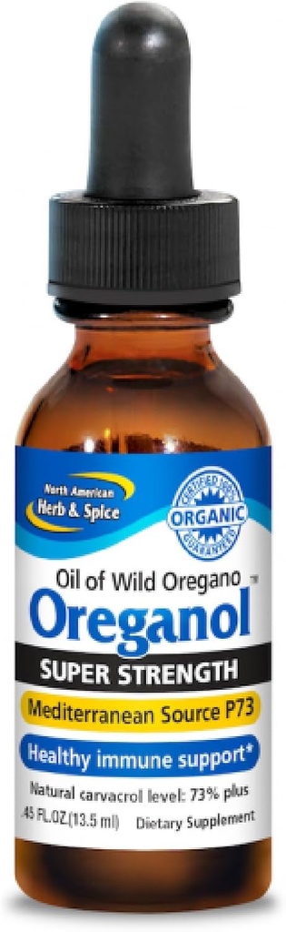 NORTH AMERIKAN HERB & SPICE Super Styrke Oreganol - 0.45 fl oz. - Unprocessed, Wild, Organic Oregano Oregano Oil - Middelhavet Kilde P73 - Ikke-GMO - 194 Services