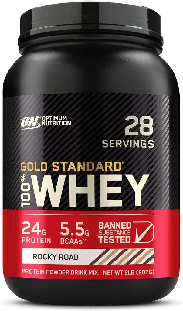 Optimum Ernæring gull standard 100% Whey Protein pulver, Rocky Road, 2 pund (Packing May Vary)