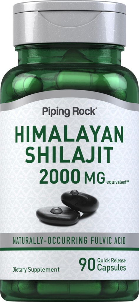 Piping Rock Shilajit Kapsler | 2000mg 90 greve | Himalayan Fulvic Acid | Ikke-GMO, Glutenfri Supplement