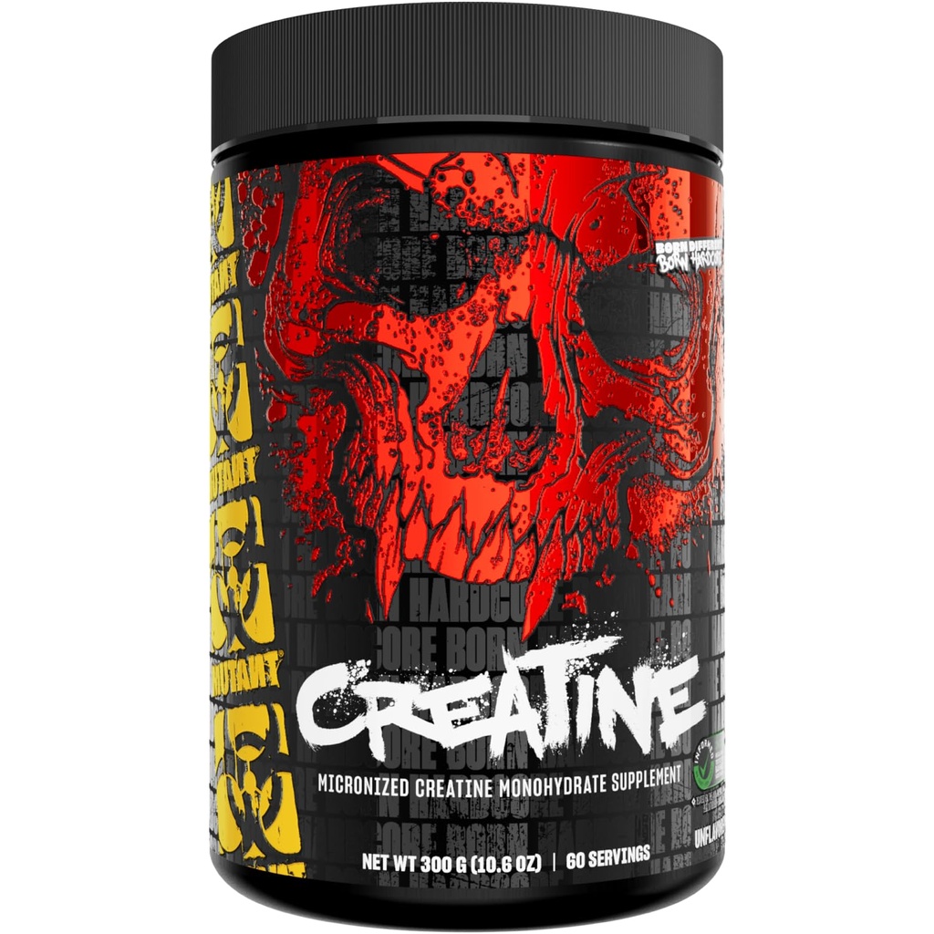 Mutant Kreatin - Kreatin Monohydrat Mikronisert pulver - Kreatinpulver Supplement for forbedret høyintensitetsytelse - 60 Serveringer- 300 g - Unflavored