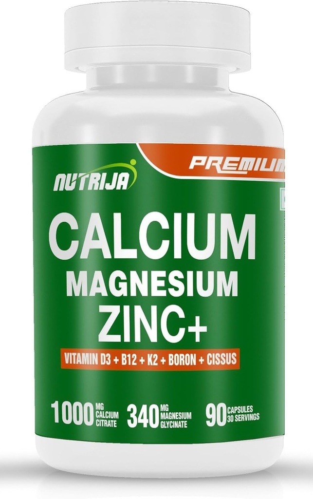 Kalsium magnesiumsink med vitamin D3, bor, K2 & B12 (90 kapsler)