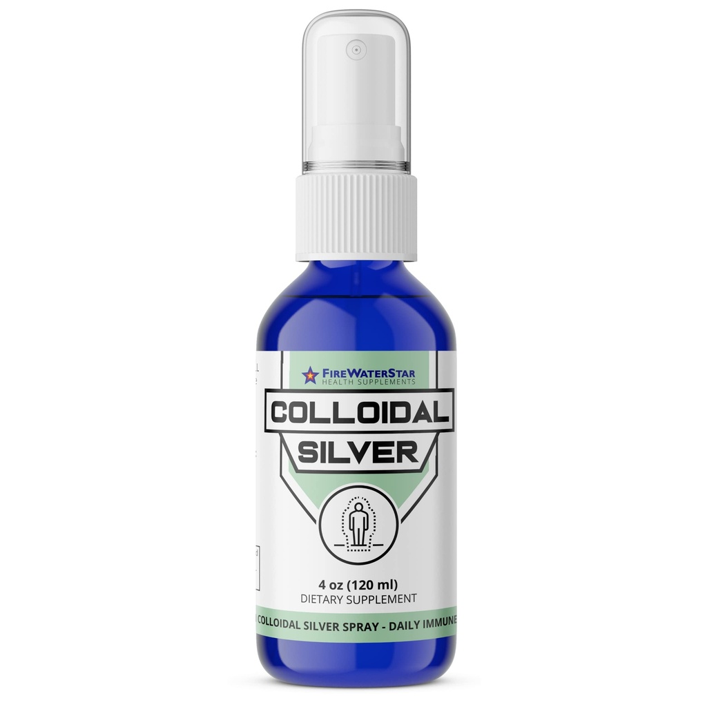 FWS Colloidal Silver Spray - 4 oz - Clear Silver - 50 ppm - 99.99% ren sølv - Daily Immune Support