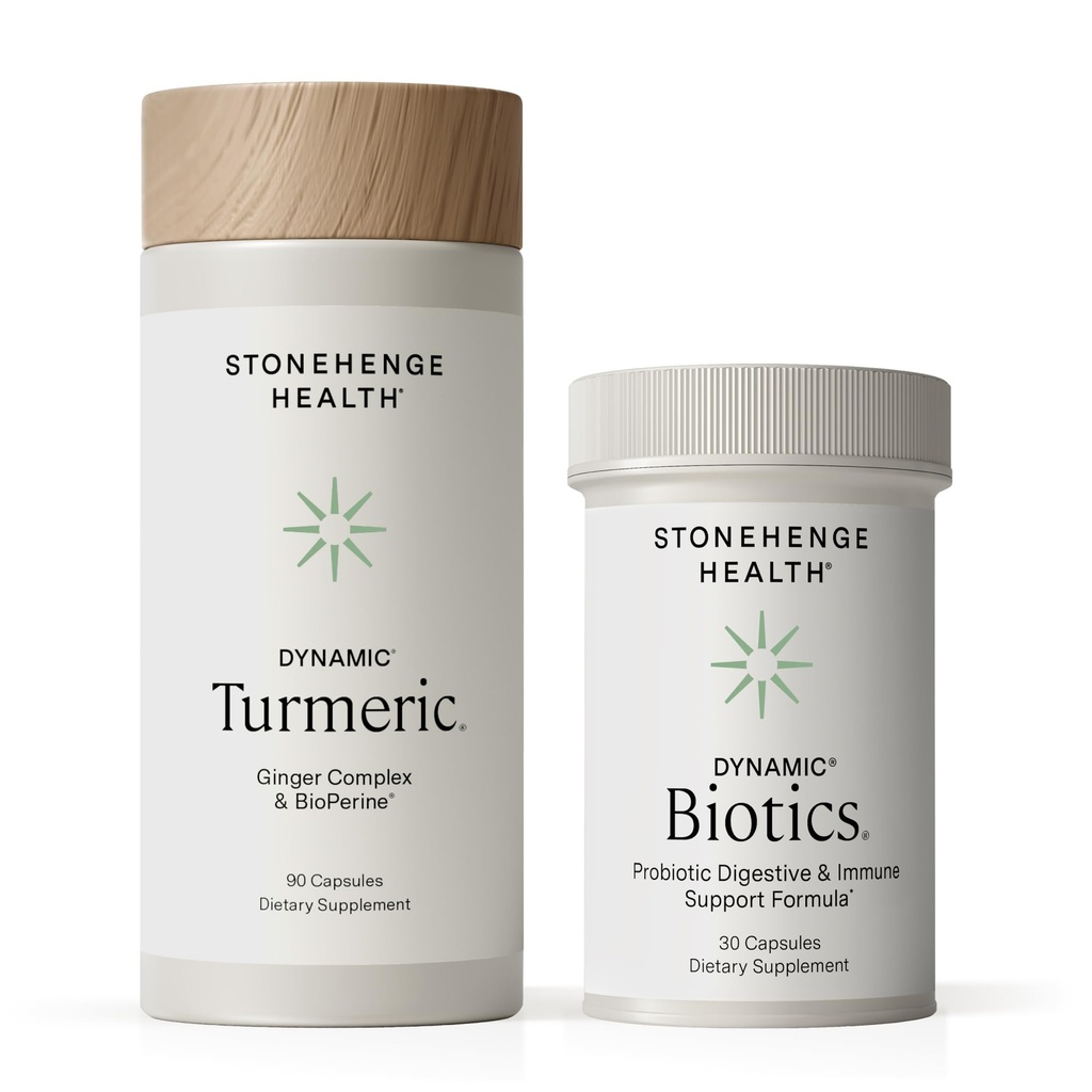 Stonehenge Health Dynamic Turmeric, Dynamic Biotics Probiotic: Joints og Digestion Support Bundle