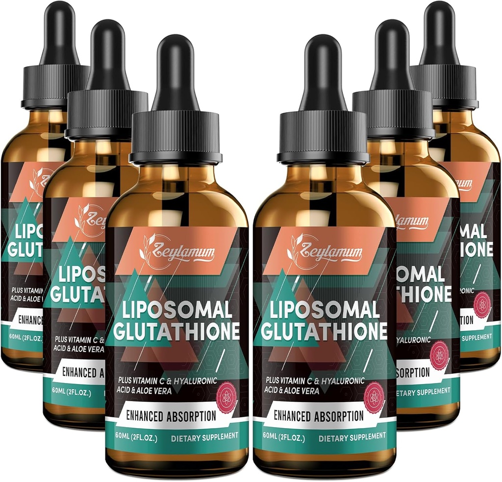 2000MG Liposomal Glutation flytende dråper, Ultra høy absorpsjon, naturlig avgiftsberegning, immunsystem og hudsupprot*, L-Glutathion, vitamin C & Hyaluronsyre, kapsler Alternativ, 12.12 OZ