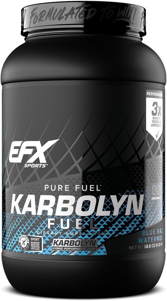 EFX Sports Karbolyn Drivstoff | Fastabsorberende karbohydrat pulver | Karbohydrat belastning, frigjort energi, rask gjenoppretting | Stimulant gratis | 36 Servings (Blue Razz Watermelon)