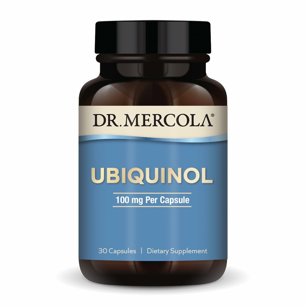 Dr. Mercola Ubiquinol - 100 mg Ubiquinol - Støtter energiproduksjon - Antioksidant Supplement - Ikke-GMO, Glutenfri og soya-fri - 30 kapsler (30 Serveringer)