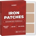 Iron Patches (pakke på 60) - 100% naturlig patch for kvinner og menn - med Biotin - Energi, fokus og kroppsstøtte - Forbedret formel