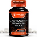 Quercetin med Bromelain Supplement - 1500 mg - Immunstøtte og hjertehelse kapsler for menn og kvinner, Quercetin kosttilskudd hjelper støtte felles og sunne respirasjonssystem - 120 greve