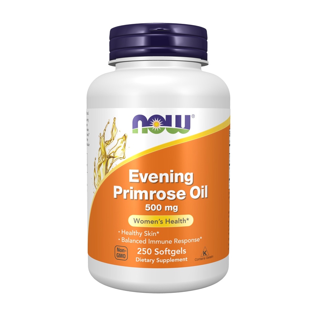 NÅ Mattilskudd, Aften Primrose Olje 500 mg med naturlig forekommende GLA (Gamma-Linolensyre), 250 Softgels