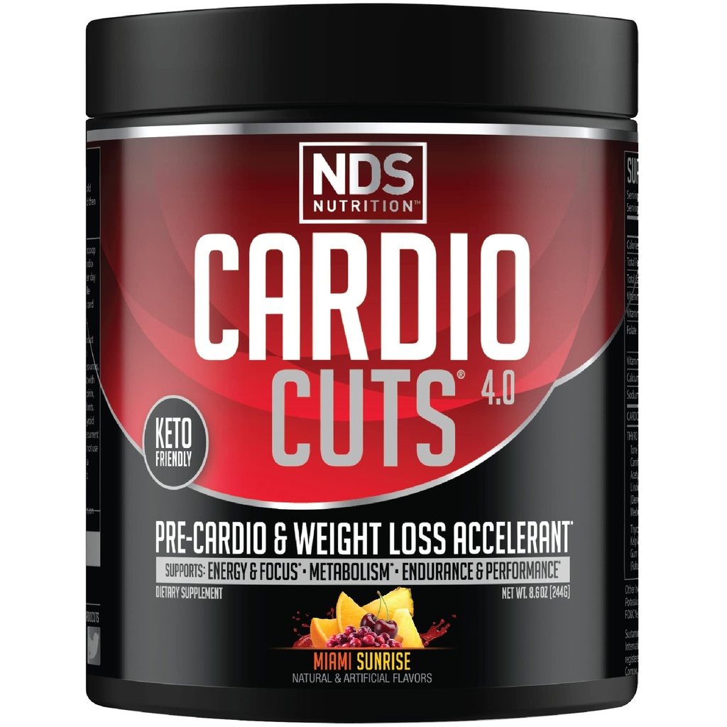 NDS Ernæring 4.0 Pre Trening Supplement - Avanserte vekttap og prekardio formel med L-karnitin, CLA, MCTs, L-Glutamin, og Saflower Oil - Miami Sunrise (40 Services)