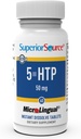 Superior Source 5-HTP 50 mg - naturlige kosttilskuddshjelpemidler Restful Sleep & Neurotransmitter funksjoner - Brain Health & Function Support - 5-hydroxytryptophan Supplement - 60 Instant Solve Tabletter
