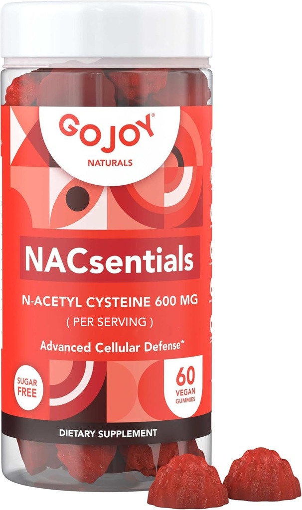 GOJOY NACsentials 7-i-1 NAC Gummies 600mg – støtter glutation, lever og antioksidant wellness – N-acetyl Cystein med vitamin C, ALA, Quercetin & Astaxanthin – Vegan, sukkerfri