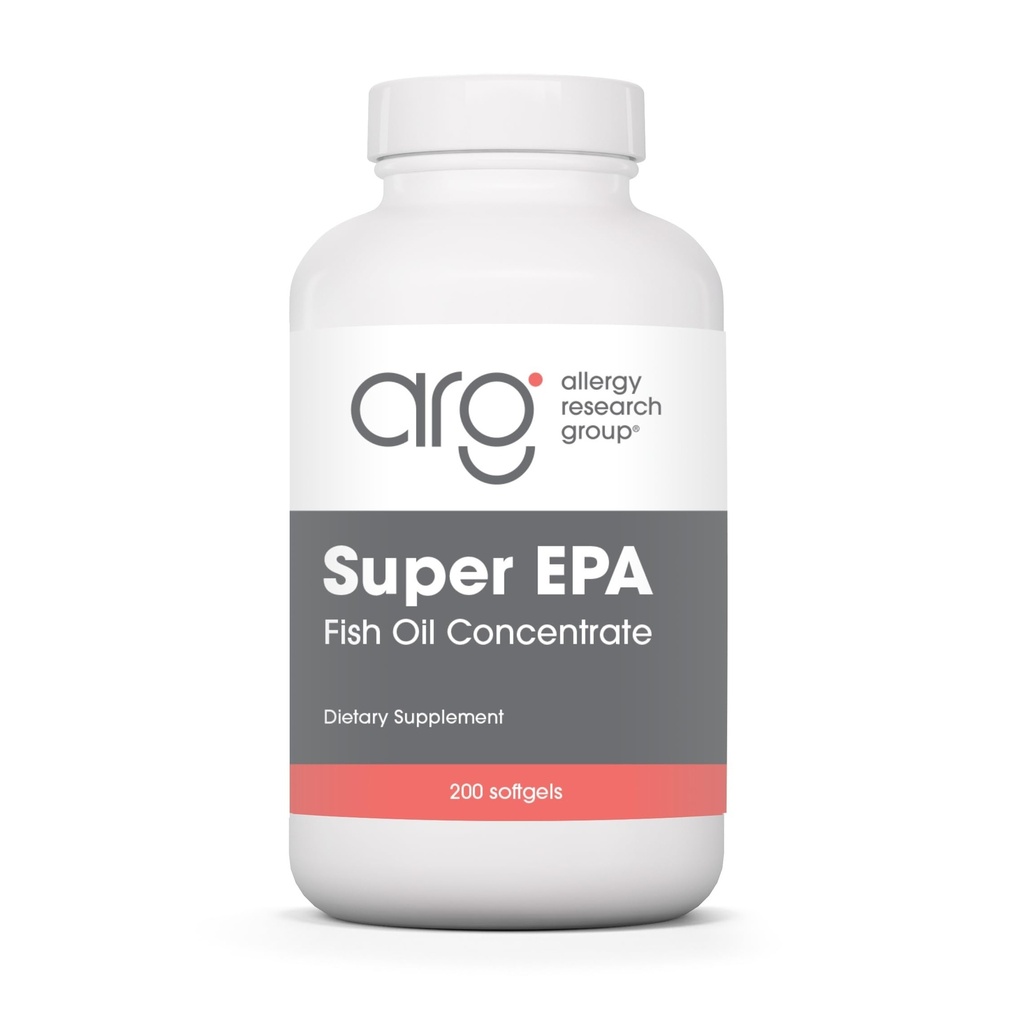Allergy Research Group Super EPA - Omega 3 Supplement, Fiskeoljekonsentrat, EPA, DHA, Omega 3 Fatty Acids, Sustainable-kildede Anchovies, Softgels - 200 Count