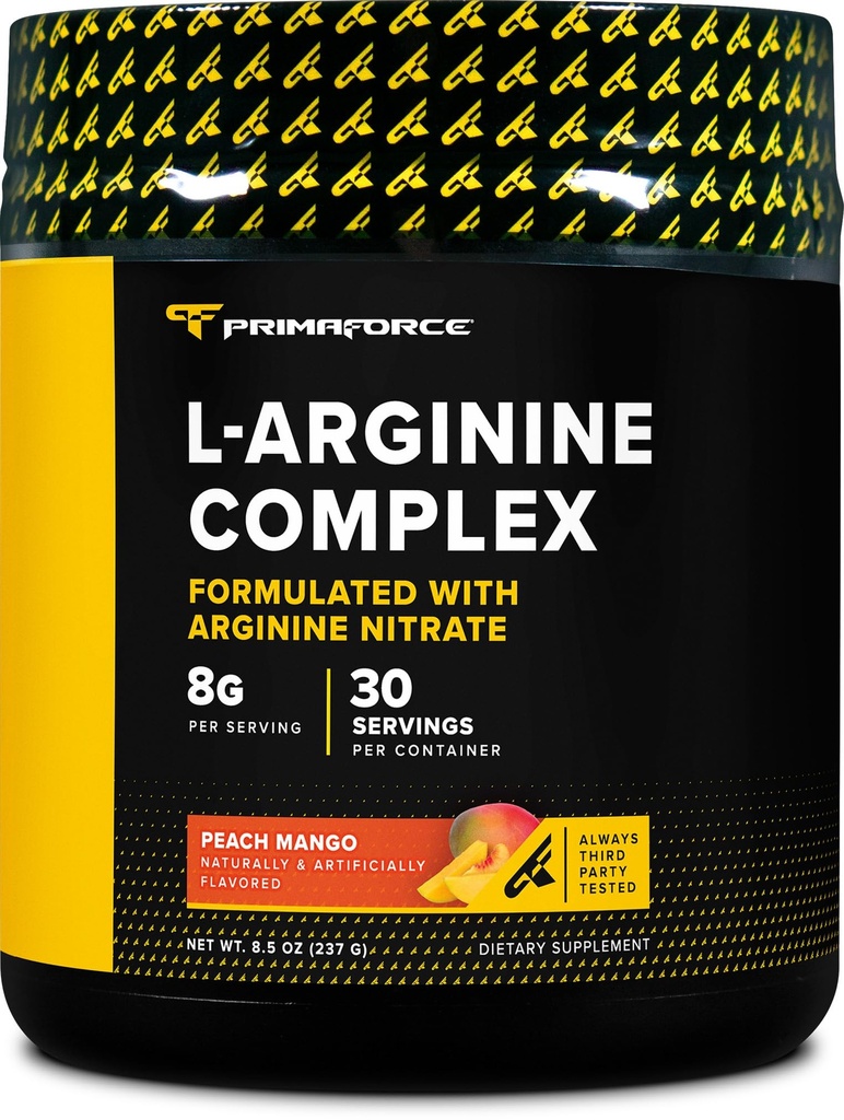 Primaforce L-Arginine Complex pulver (30 Serveringer per flaske | Peach Mango) Kraftig Proteinbygging supplement for maksimal gevinster