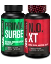 Jacked Factory Testosteron Booster for menn PRIMASURGE (60 kapsler) & N.O. XT Nitric Oxid Supplement (90 kapsler) for muskelvekst, pumper, & energi