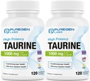 Puregen Labs Taurin 1000mg [høy styrke] Totalt 240 Veg Kapsler | Ingen skadelige additiver | Ikke-GMO, Ingen Gluten og Dairy, støtter hjerte helse og muskel gjenoppretting | laget i USA