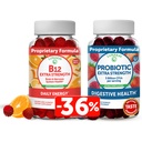 Lunakai vitamin B12 og probiotiske gummier Bundle - 3000 mcg gummy for voksne energi støtte og bein helse - 5 milliarder CFUs Per Serving for Digestive Gut helse med vitamin C for kvinner og menn