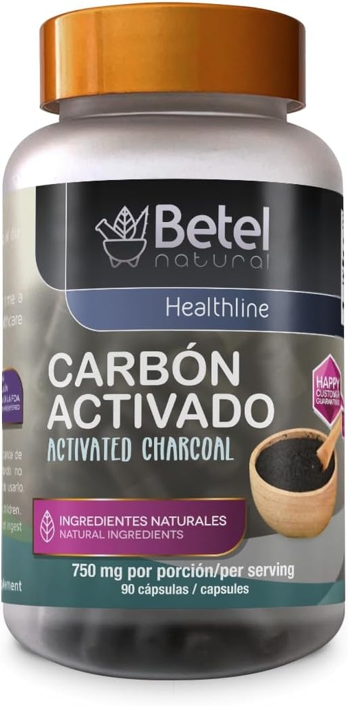 Betel Natural Carbon Activado Capsulas - Aktivert Charcoal 90 kapsler