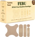 FEBU Øko-vennlig Bamboo Fabric Bandages ® PFAS Free Bandages for Scrapes & Cuts | Fleksibel stoff Bandage  enhver komponerbar, Latex Gratis Bandage ® 200 Count Bulk Variety