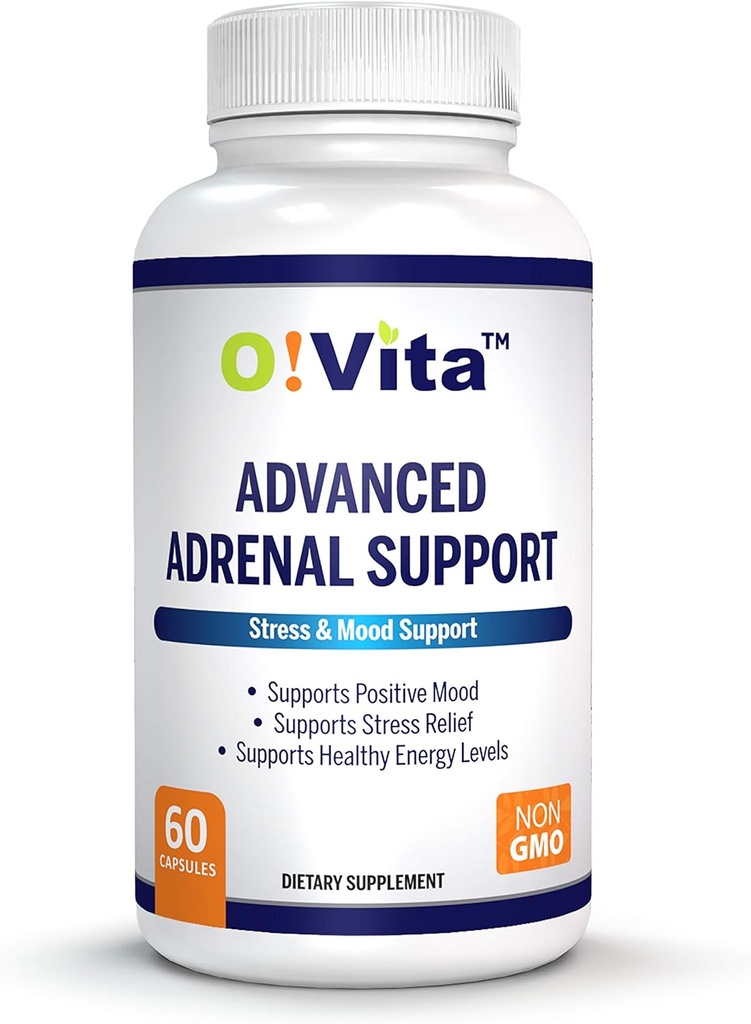 Avansert adrenal støtte med Ashwagandha, Panax Ginseng, støtter Adrenal Gland Health 2-måneders forsyning (60 ikke-GMO kapsler)