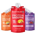 Designer wellness protein smoothie, ekte frukt, 12g protein, lav karbohydrat, null tilsatt sukker, glutenfri, ikke-GMO, ingen kunstige farger eller flavorer, variasjonspakke, 12 teller