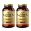 Solgar Flaksfrøolje 1250 mg - 100 Softgels, Pakke med 2 - Konsentrert Plantekilde til Omega-3 Alpha-Linoleic Acid (ALA) - Ikke-GMO, Glutenfri - 100 Total Services