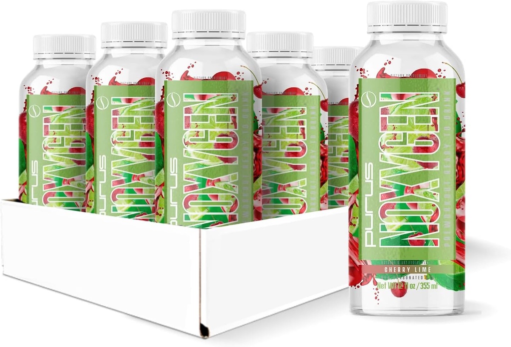 Purus Labs NOXygen Klar til å drikke (RTD) Pre-Workout | Pump, energi og ytelse | 0 Sukker | 200mg Koffein | Pakke med 12 (Cherry Lime)