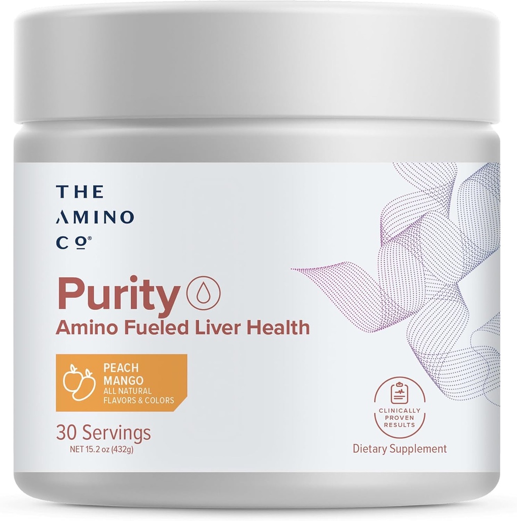 Amino CO. Renhet - Liver Support Supplement med essensielle aminosyrer for lever Detox Cleanse - Økt lever helse for optimal lever støtte- fersken mango, 30 serveringer