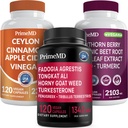 Ceylon Cinnamon (1pk), Fadogia Tongkat Ali (1pk) og Nitric Oxid (1pk) Supplement Bundle - Potent vitaminer for hjerte, energi, mannlig velvære, og immun støtte - ikke-GMO, Vegan, Glutenfri