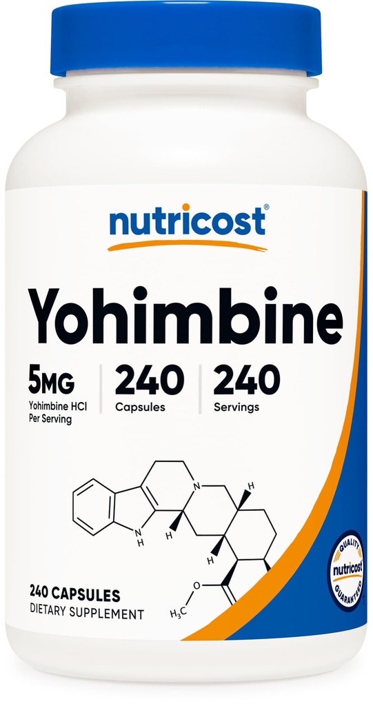 Nutricost Yohimbine HCl 5mg, 240 kapsler ekstra styrke - Glutenfri, ikke-GMO