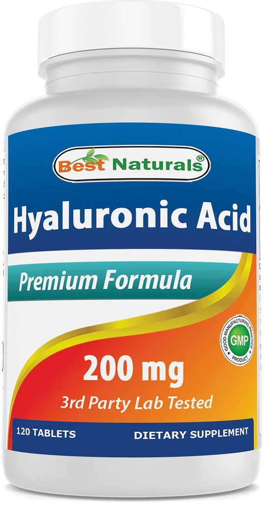 Beste Naturals Hyaluronsyre 200 mg 120 tabletter (ikke-GMO, Glutenfri) - fremmer ungdommens sunne hud og sunne fellesfunksjon (120 antall)
