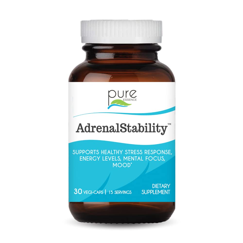Adrenal stabilitet ved ren essens - Adrenal tretthet Supplement med Ashwagandha, Holy Basil, støtter sunn stressrespons, energi, søvn (30 Caps)