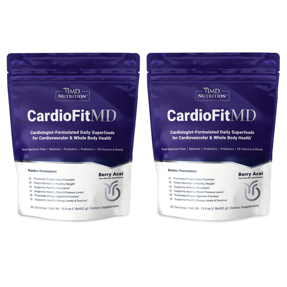1MD Nutrition CardioFitMD - Vegan Beets Superfood Keto- hjerte helse pulver - Nitric Oxid Supplement - Beet Root pulver for sunnt blodtrykk og sirkulasjon - høy fiberdrikk - 30 dager (2-Pack)
