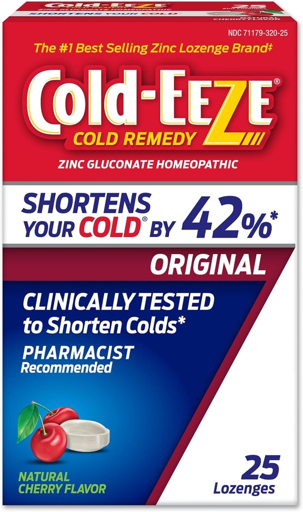 Cold-EEZE Naturlig Cherry Sink Lozenges, Homøopatisk Cold Remedy, reduserer Varighet av den vanlige kalde, Sore Throat, Cough, Congestion og Post Nasal Drip, 25 greve