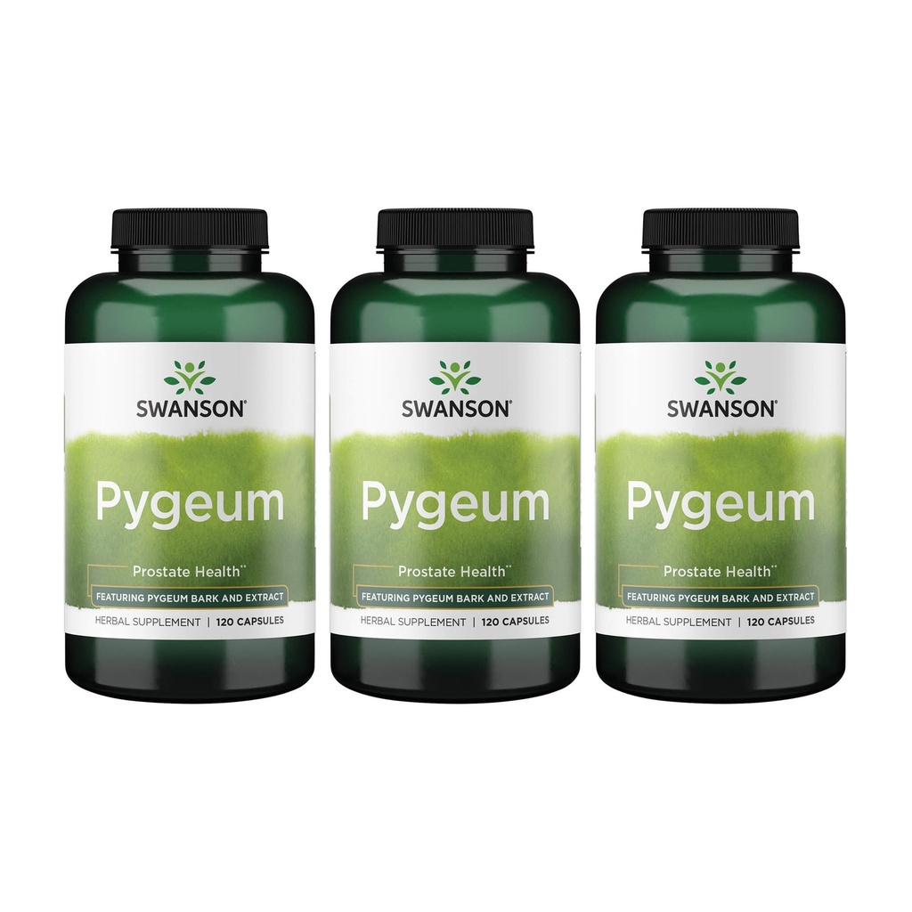 Swanson Pygeum - Herbal Supplement for menns helse - (120 kapsler hver, 400 mg) 3 Pack