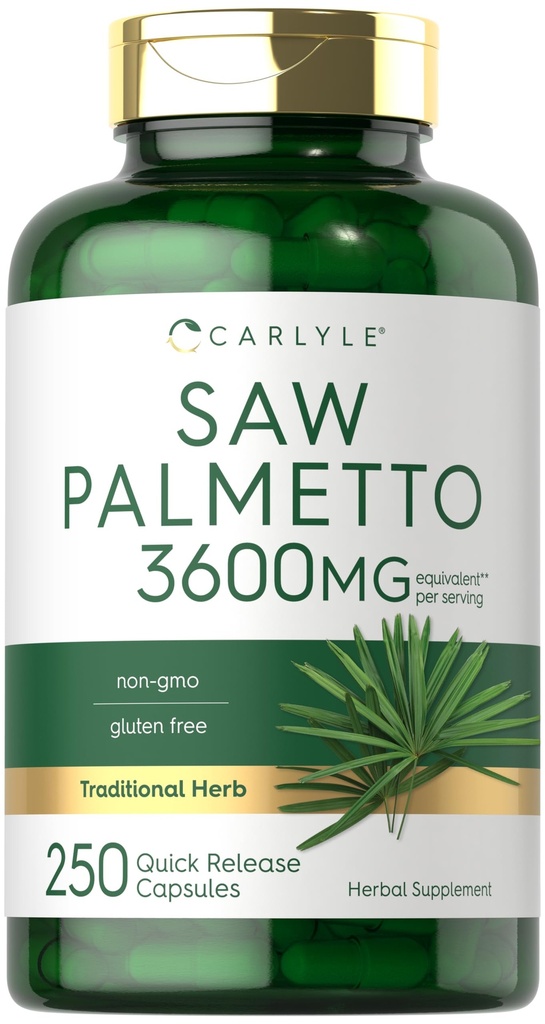 Carlyle så Palmetto for menn og kvinner | 3600 mg | 250 kapsler | Herb ekstrakt Supplement | Serenoa Repens | Ikke-GMO og Glutenfri