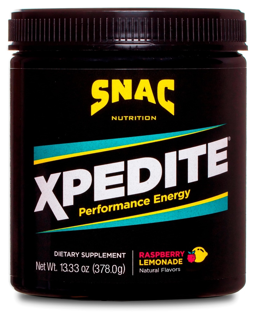SNAC XPEDITE - Preworkout ytelse drikke supplement, fremmer energi og fokus, Nitric Oxid Booster & termogene, L-karnitin, Beta Alanine, bringebær sitronade pulver, (24 serveringer)