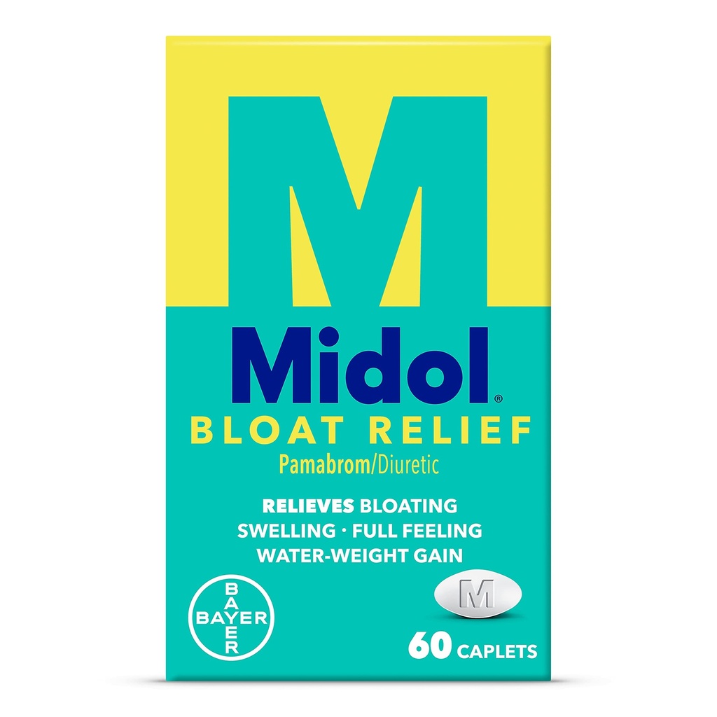 Midol Bloat Relief Caplets med Pamabrom, lindre Bloating symptomer før og i løpet av perioden, gir opp til 6 timers relief for kvinner, 60 teller