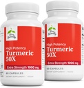 Terry Naturally Turmeric 50X - Kosttilskudd for hjerne og hjerte helse støtte - Ekstra styrke Turmeric å hjelpe immun helse - Ikke-GMO Supplement - 60 kapsler, 2 pakke