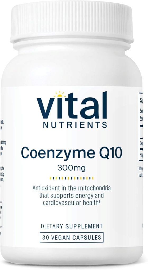Vitale næringsstoffer CoQ10 300mg Vegansk kosttilskudd | Potent antioksidant av CoEnzyme Q10 for å støtte hjerte helse og energi nivåer* | Gluten, Dairy og soya gratis | Ikke-GMO | 30 kapsler