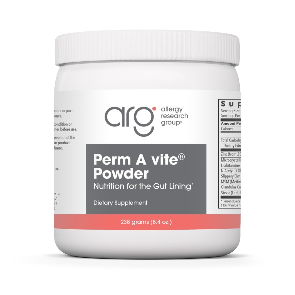Allergy Research Group Perm A Vite Powder - Gut Helse for menn og kvinner, L-Glutamine, Slippery Elm - 8,4 Oz