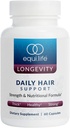 Equilife Daily Hair Support, Hair Supplement med Biotin, Ashwagandha, Sink, Selenium, og så Palmetto, vitaminer og mineraler for hår og Scalp Nourishment, Glutenfri, 60 Kapsler